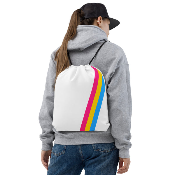 Pansexual Diagonal Flag Colors LGBTQ+ Drawstring Bag