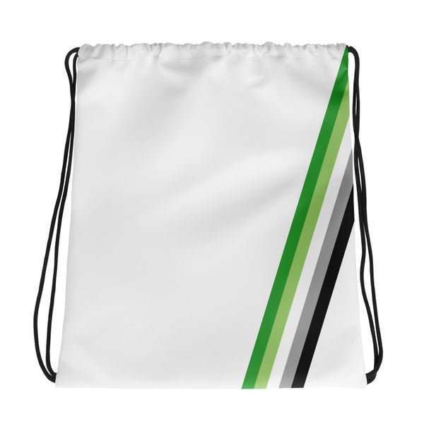 Aromantic Diagonal Flag Colors LGBTQ+ Drawstring Bag