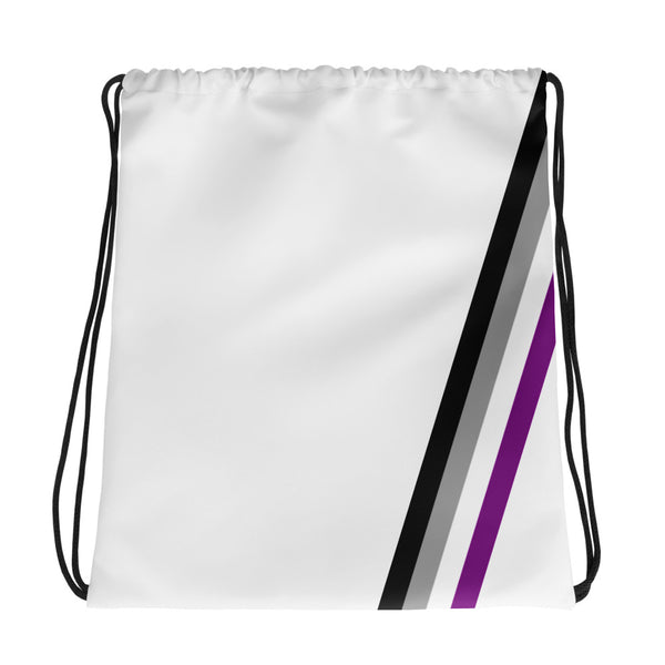 Asexual Diagonal Flag Colors LGBTQ+ Drawstring Bag