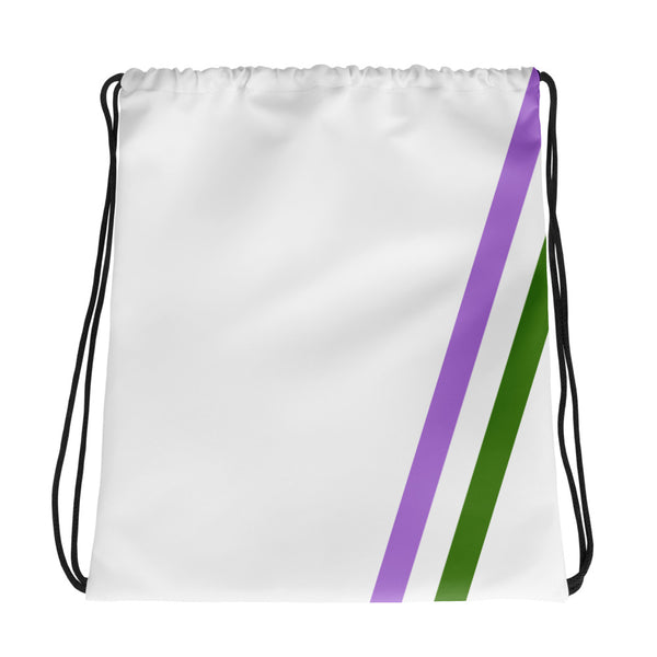 Genderqueer Diagonal Flag Colors LGBTQ+ Drawstring Bag