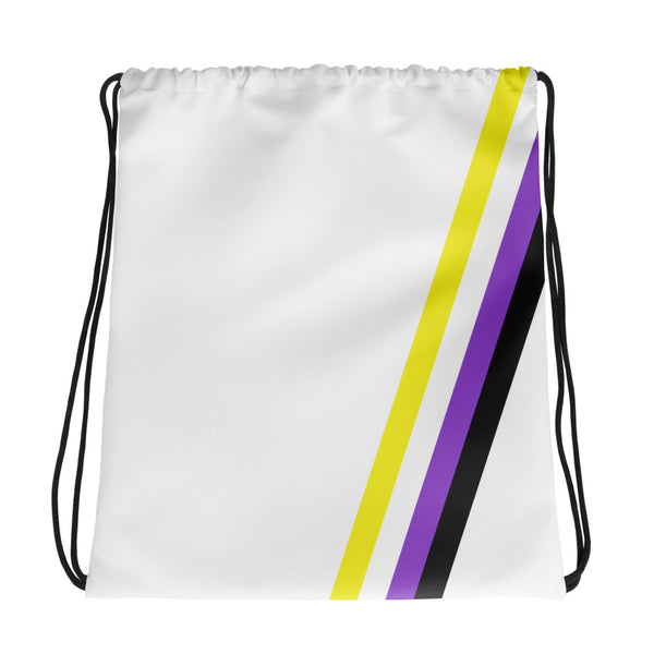 Non-binary Diagonal Flag Colors LGBTQ+ Drawstring Bag