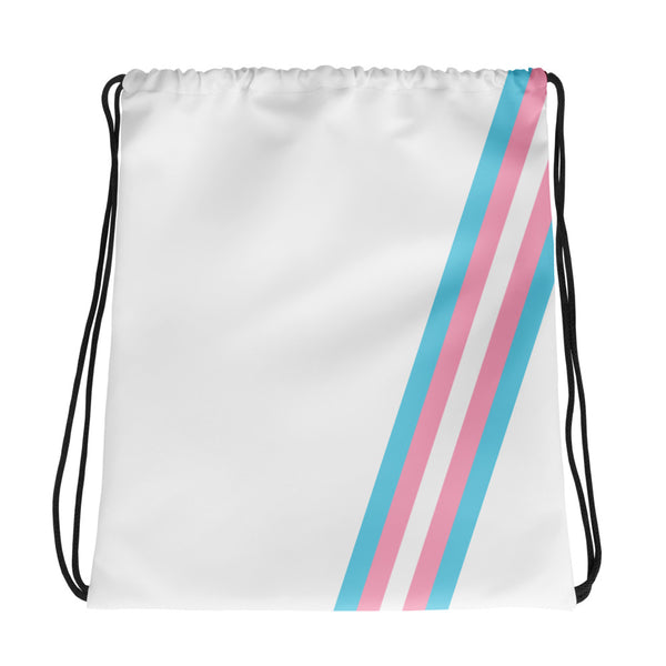 Transgender Diagonal Flag Colors LGBTQ+ Drawstring Bag