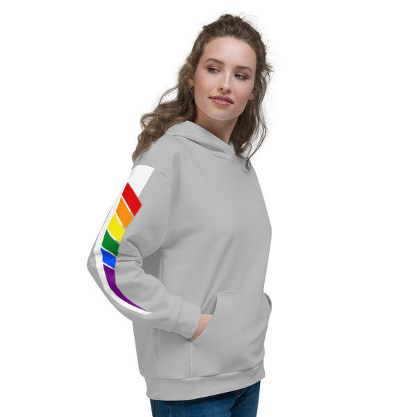 Gray LGBTQ+ Triangle Gay Pride Rainbow Women's Hoodie
