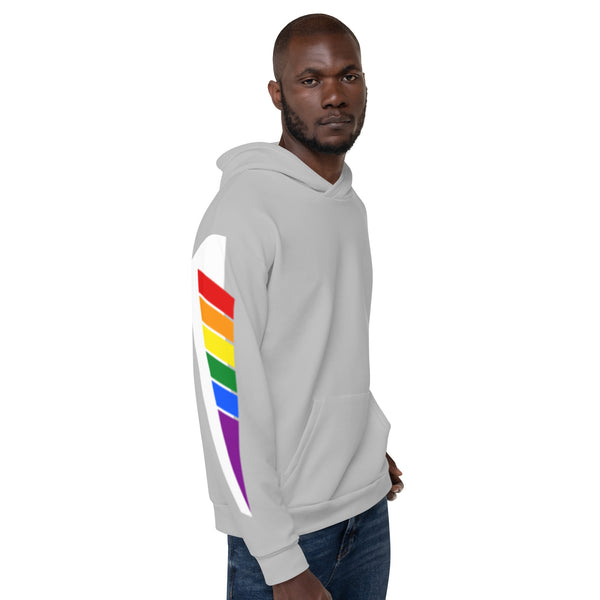 Gray LGBTQ+ Triangle Gay Pride Rainbow Men's Hoodie