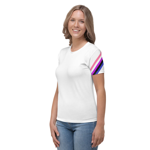 Genderfluid Diagonal Flag Colors LGBTQ+ T-Shirt Women Sizes