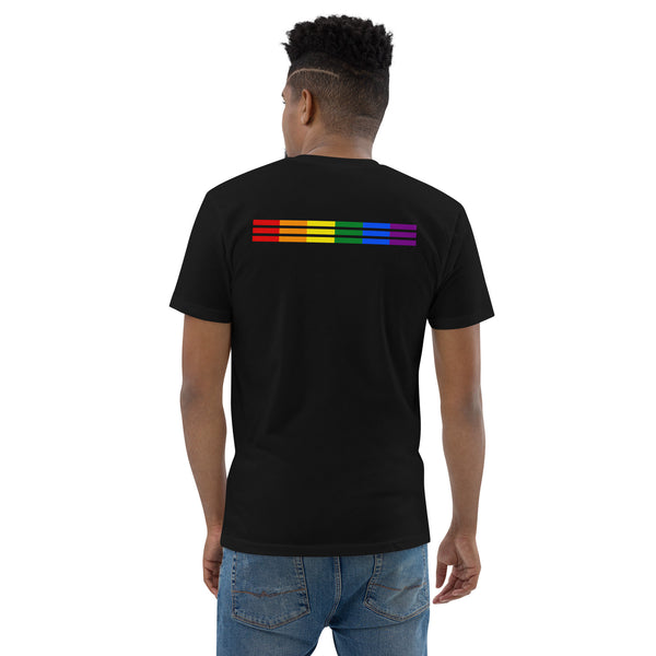 LGBTQ+ Classic Gay Pride Rainbow Triple Striped Back Men's Short Sleeve T-shirt