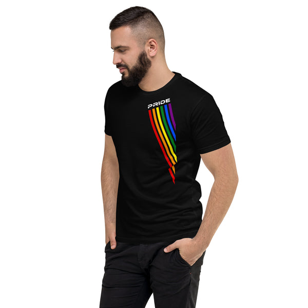 Colored Slanted Gay Pride Rainbow Graphic LGBTQ+ Men's Short Sleeve T-shirt