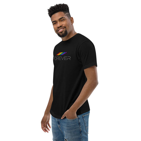 Forever Proud LGBTQ+ Gay Pride Tilted Lines Graphic Men's Short Sleeve T-shirt