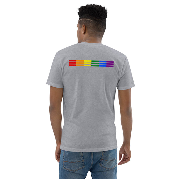 LGBTQ+ Classic Gay Pride Rainbow Triple Striped Back Men's Short Sleeve T-shirt