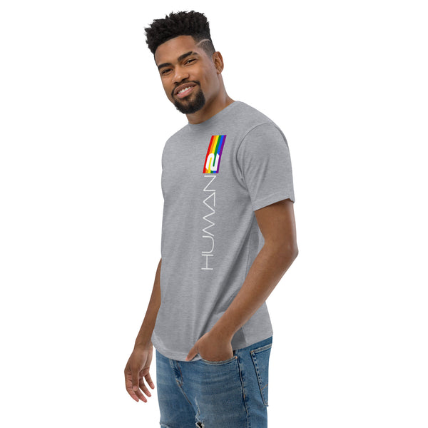 Vertical Front Human 2 LGBTQ+ Gay Pride White Graphic Men's Short Sleeve T-shirt