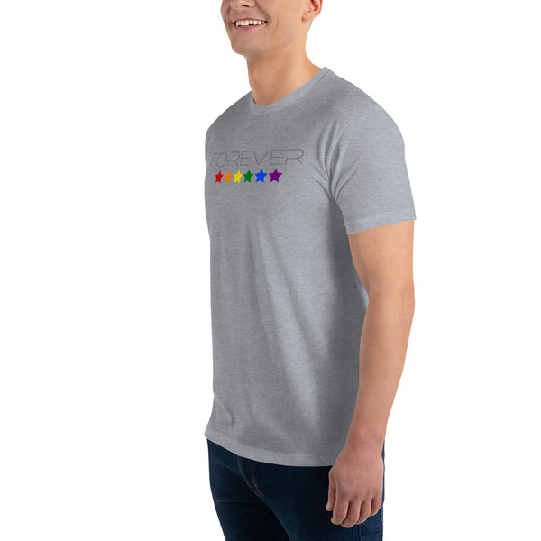 Forever Proud LGBTQ+ Gay Pride Stars Horizontal Graphic Men's Short Sleeve T-shirt