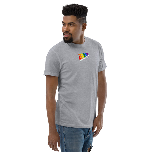 Colored Slanted Forever Gay Pride Graphic LGBTQ+ Men's Short Sleeve T-shirt