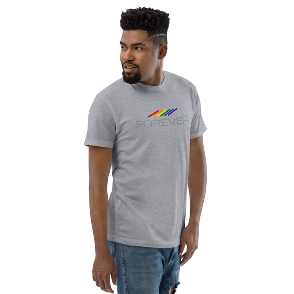 Forever Proud LGBTQ+ Gay Pride Tilted Lines Graphic Men's Short Sleeve T-shirt