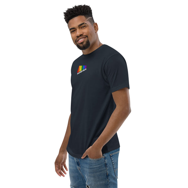 Colored Slanted Forever Gay Pride Graphic LGBTQ+ Men's Short Sleeve T-shirt