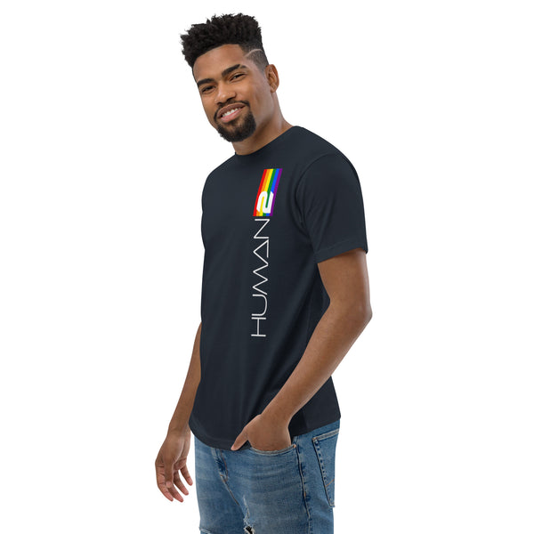 Vertical Front Human 2 LGBTQ+ Gay Pride White Graphic Men's Short Sleeve T-shirt