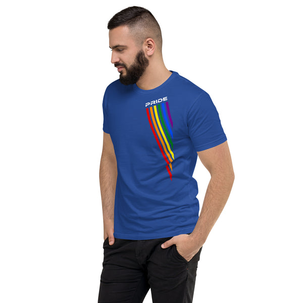 Colored Slanted Gay Pride Rainbow Graphic LGBTQ+ Men's Short Sleeve T-shirt
