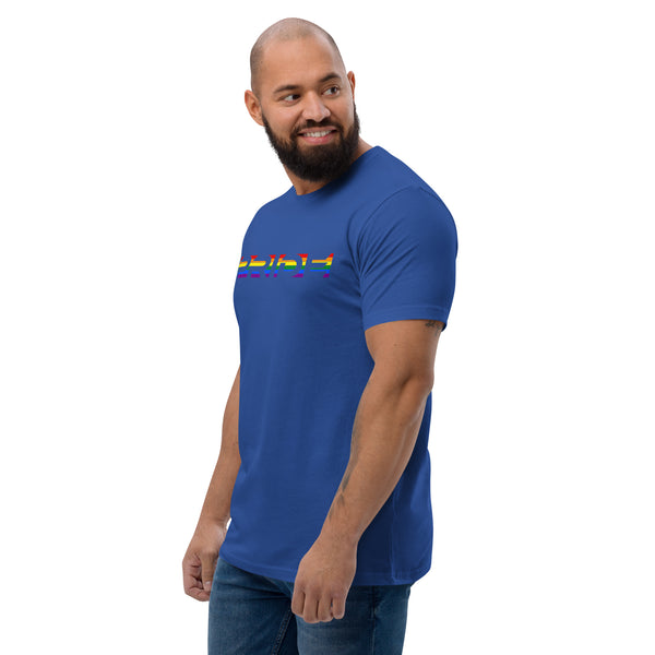 LGBTQ+ Rainbow Gay Pride Flag Horizontal Front Large Transparent Graphic Men's Short Sleeve T-shirt