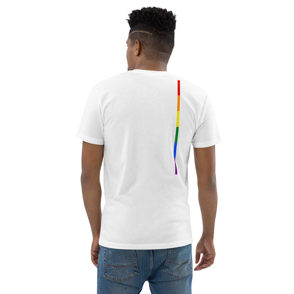 LGBTQ+ Classic Gay Pride Rainbow Single Vertical Stripe Men's Short Sleeve T-shirt