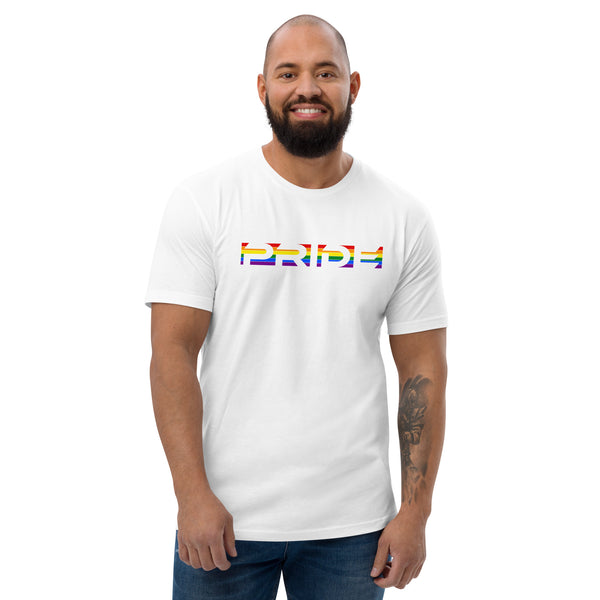 LGBTQ+ Rainbow Gay Pride Flag Horizontal Front Large Transparent Graphic Men's Short Sleeve T-shirt