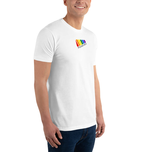 White Slanted Forever Gay Pride Graphic LGBTQ+ Men's Short Sleeve T-shirt