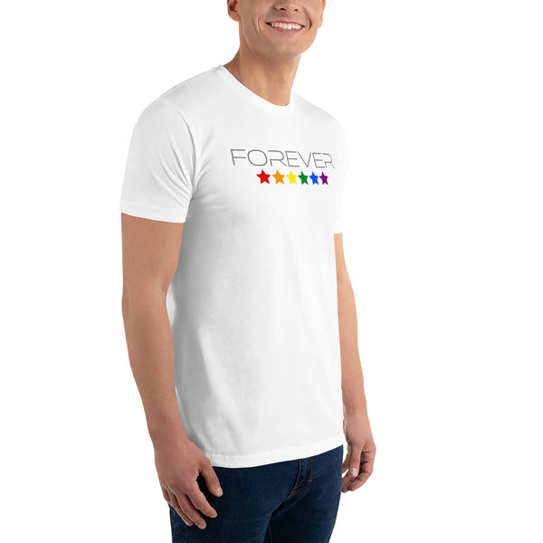 Forever Proud LGBTQ+ Gay Pride Stars Horizontal Graphic Men's Short Sleeve T-shirt