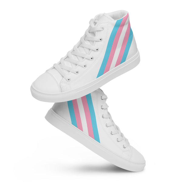 Transgender Diagonal Flag Colors LGBTQ+ High Top Canvas Men's Shoes