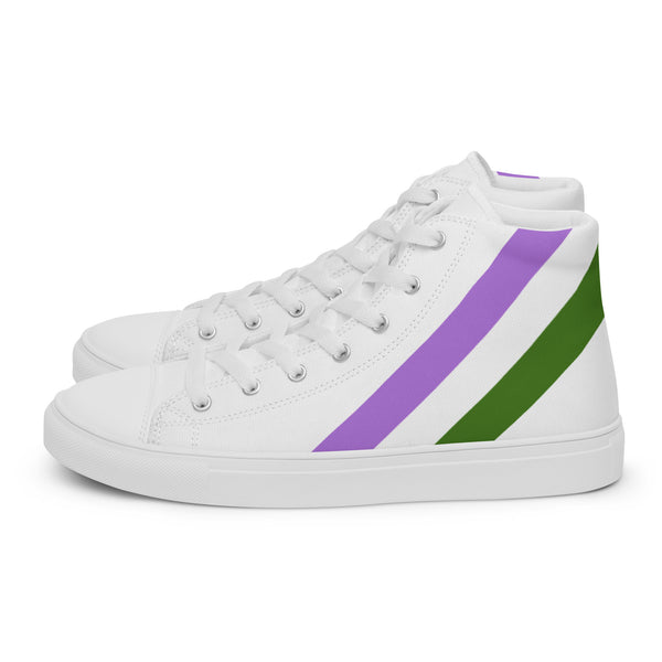 Genderqueer Diagonal Flag Colors LGBTQ+ High Top Canvas Shoes Men Sizes