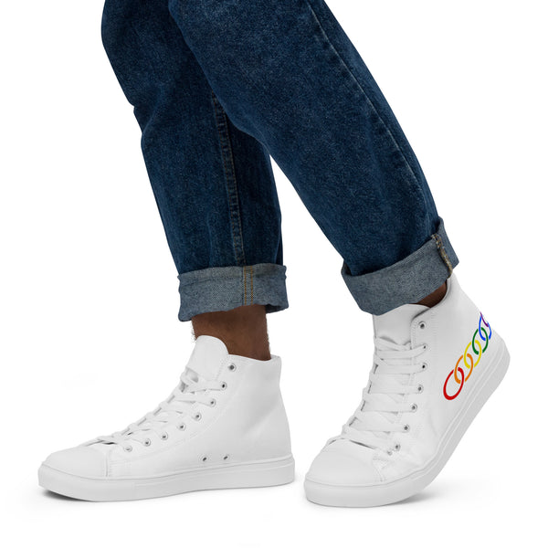 Gay Pride Rainbow Circles Graphic LGBTQ+ High Top Canvas Men's Shoes