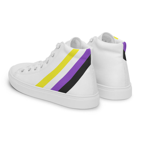 Non-binary Diagonal Flag Colors LGBTQ+ High Top Canvas Shoes Men Sizes