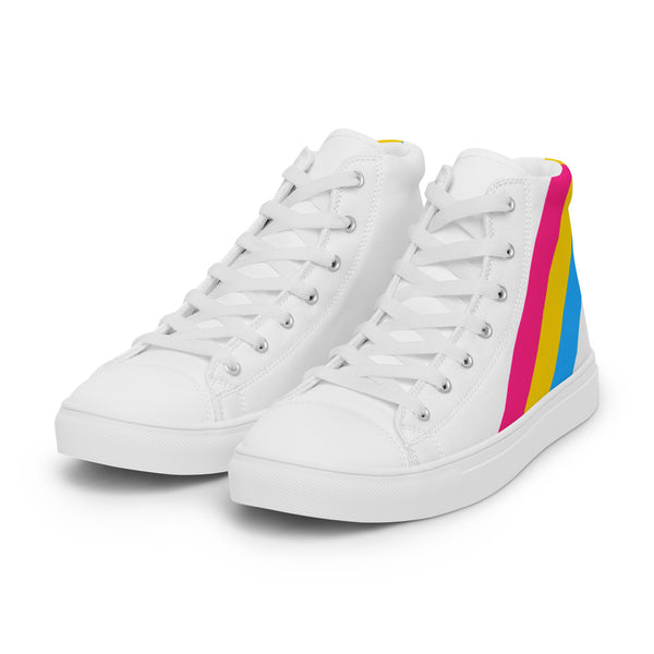 Pansexual Diagonal Flag Colors LGBTQ+ High Top Canvas Men's Shoes