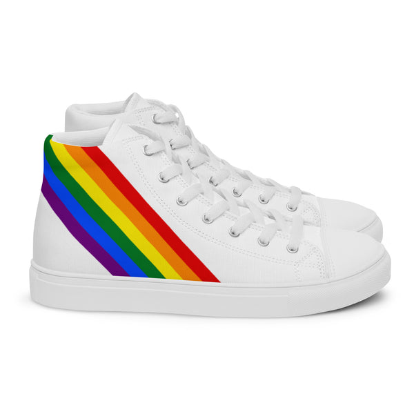 Gay Pride Diagonal Rainbow Flag LGBTQ+ Men’s High Top Canvas Shoes