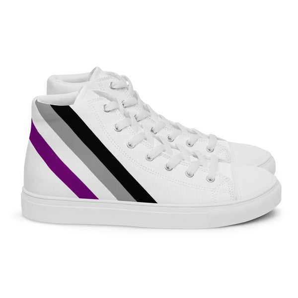 Asexual Diagonal Flag Colors LGBTQ+ Men's High Top Canvas Shoes