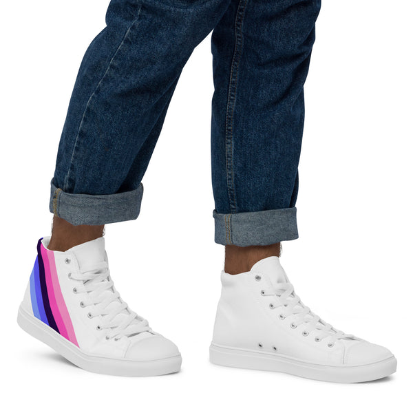 Omnisexual Diagonal Flag Colors LGBTQ+ High Top Canvas Men's Shoes