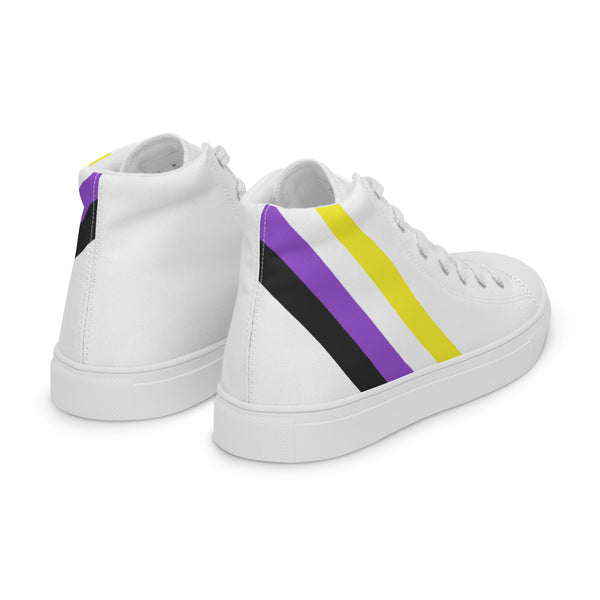 Non-binary Diagonal Flag Colors LGBTQ+ High Top Canvas Shoes Men Sizes