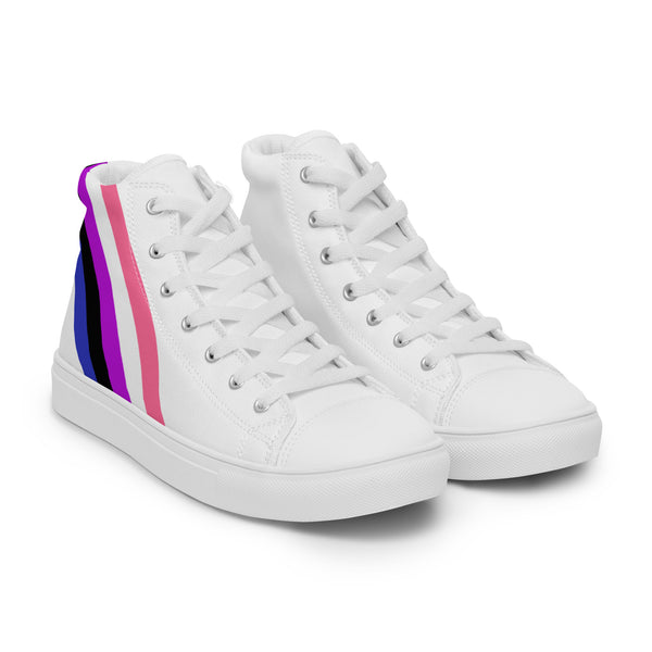 Genderfluid Diagonal Flag Colors LGBTQ+ High Top Canvas Shoes Men Sizes