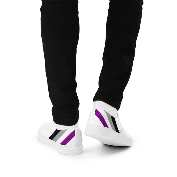 Asexual Diagonal Flag Colors LGBTQ+ Men's Lace-up Canvas Shoes