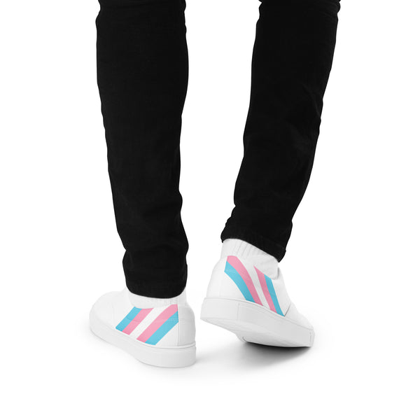 Transgender Diagonal Flag Colors LGBTQ+ Lace-up Canvas Men's Shoes