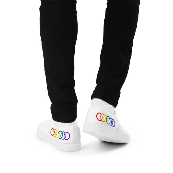 Gay Pride Rainbow Circles Graphic LGBTQ+ Lace-up Canvas Men's Shoes