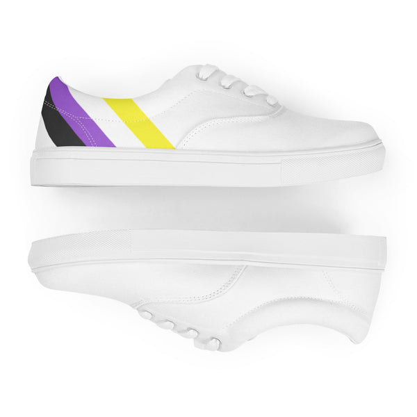 Non-binary Diagonal Flag Colors LGBTQ+ Lace-up Canvas Shoes Men Sizes
