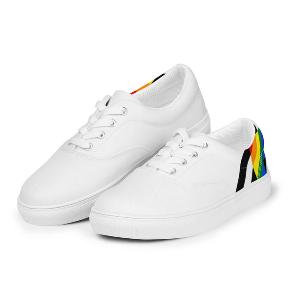 Ally Diagonal Flag Colors LGBTQ+ Men's Lace-up Canvas Shoes