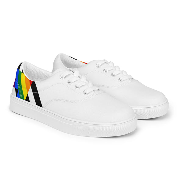 Ally Diagonal Flag Colors LGBTQ+ Men's Lace-up Canvas Shoes