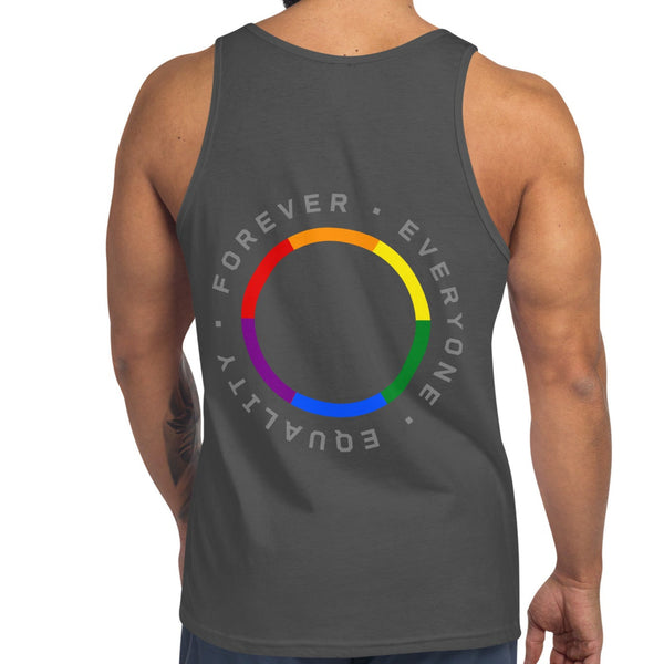 Forever Equality Everyone LGBTQ+ Gay Pride Large Back Circle Graphic Unisex Tank Top