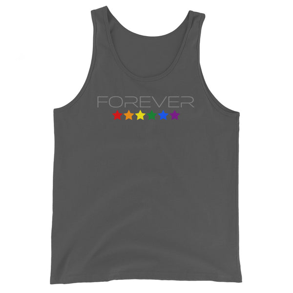 Forever Proud LGBTQ+ Gay Pride Stars Horizontal Graphic Unisex Tank Top