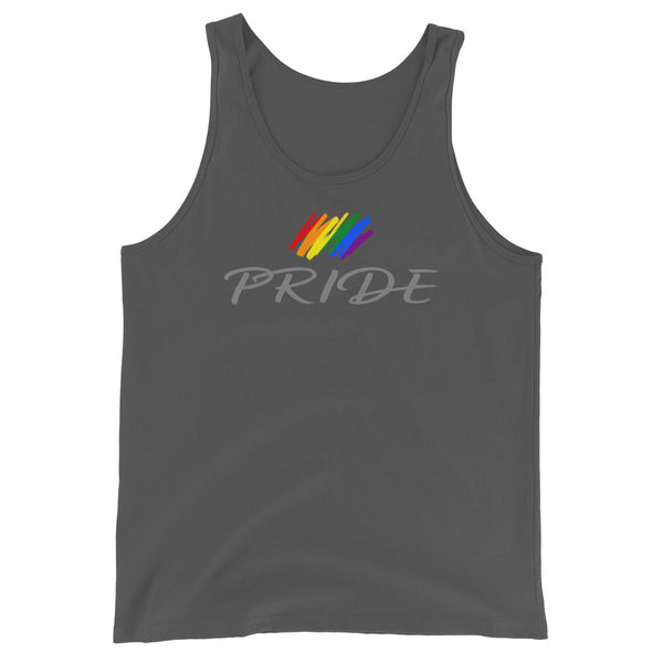 Gay Pride Rainbow Brush Strokes Front Center Graphic LGBTQ+ Unisex Tank Top