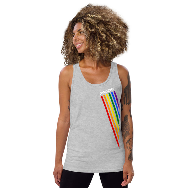 Colored Slanted Gay Pride Rainbow Graphic LGBTQ+ Unisex Tank Top