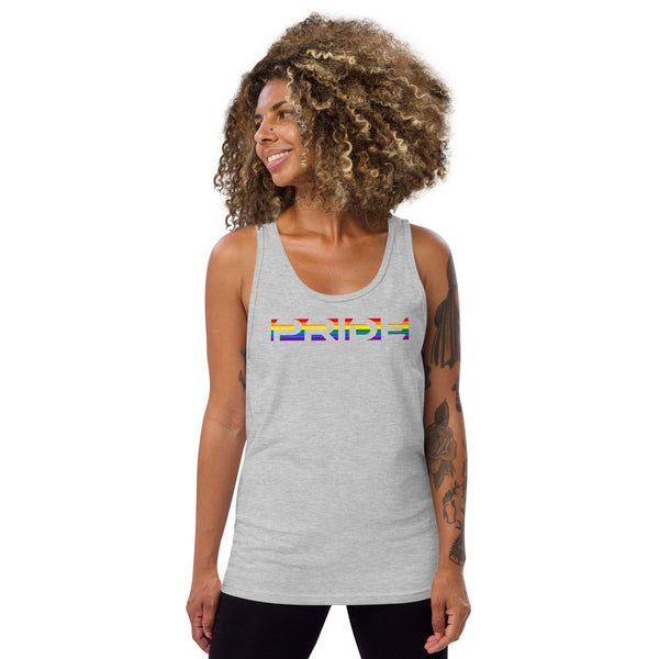 LGBTQ+ Rainbow Gay Pride Flag Horizontal Front Large Transparent Graphic Women's Tank Top