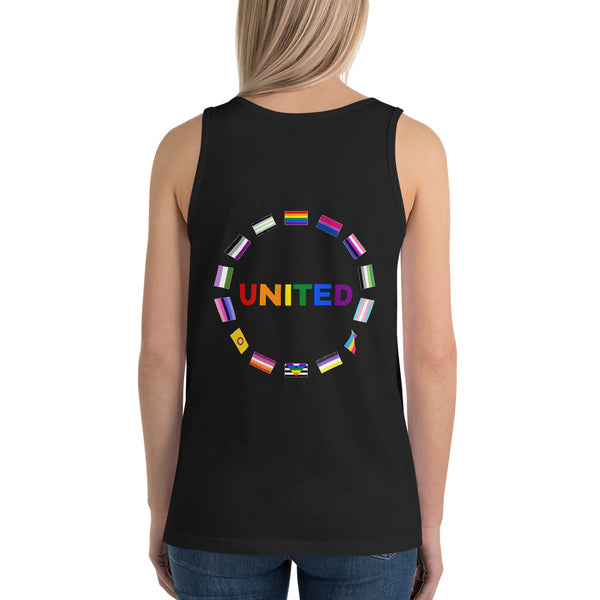 United Pride Graphic Circle on Back LGBTQ+ Unisex Tank Top