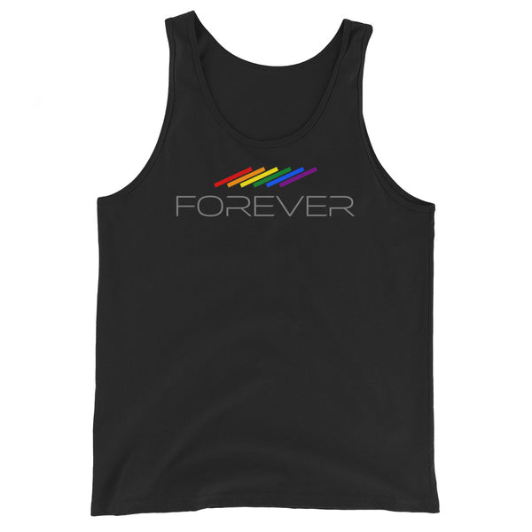 Forever Proud LGBTQ+ Gay Pride Tilted Lines Graphic Unisex Tank Top