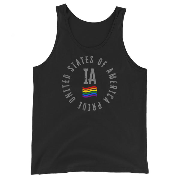 Iowa LGBTQ+ Gay Pride Large Front Circle Graphic Unisex Tank Top