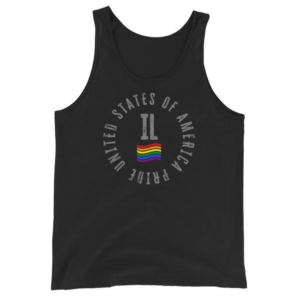 Illinois LGBTQ+ Gay Pride Large Front Circle Graphic Unisex Tank Top